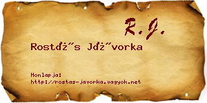 Rostás Jávorka névjegykártya